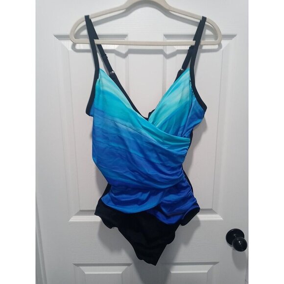 Embrace Your Curves By Miracle Brands® Women's Size 1X Makenna One Piece Blue - Picture 1 of 8